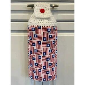 Crochet Top Kitchen Towel- American Flags